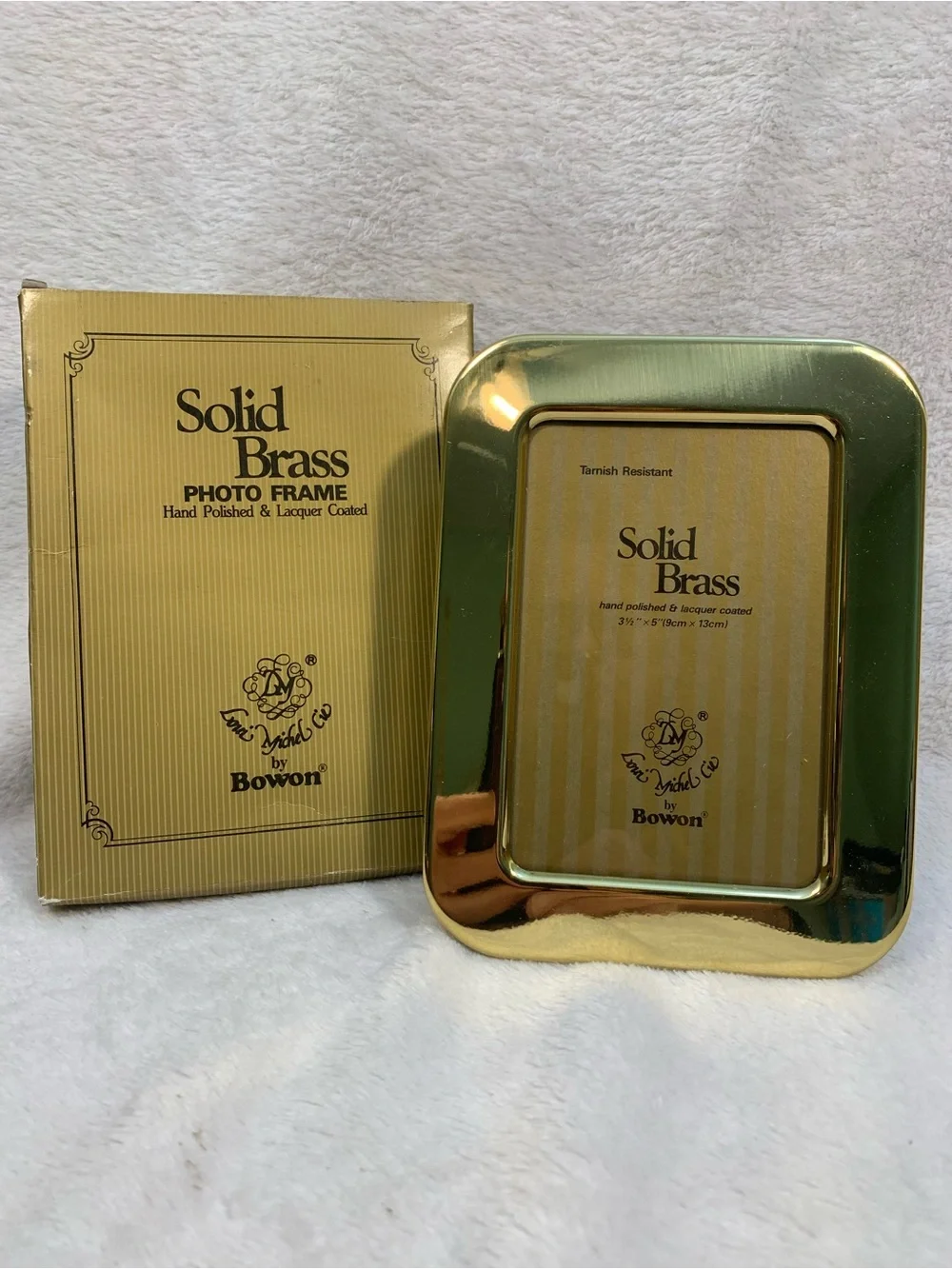Boson Solid Brass 3.5x5 Gold Polished Frame Tarnished Resistant Never Used w Box